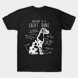 Harlequin Great Dane Dog Anatomy T-Shirt